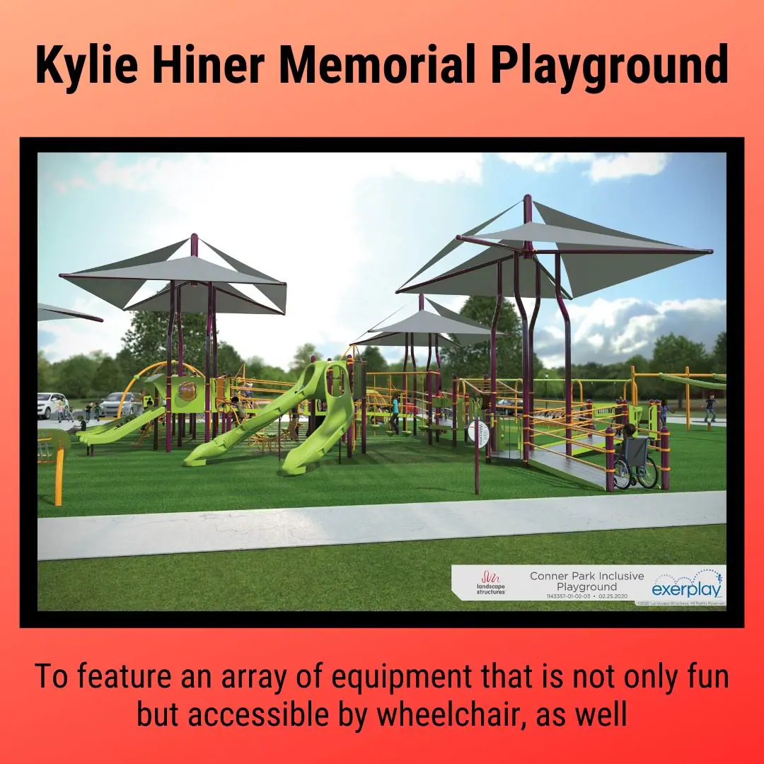 Connected playground and gathering area at Kylie Hiner Memorial Playground