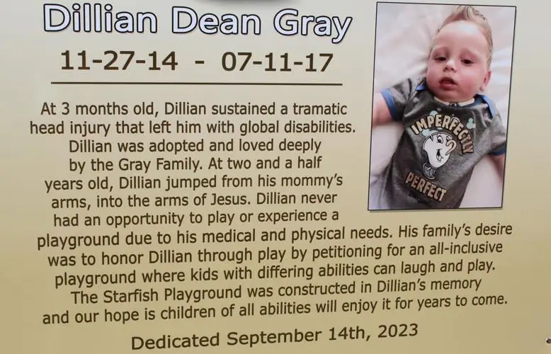 Dedication plaque at Dillian's Place