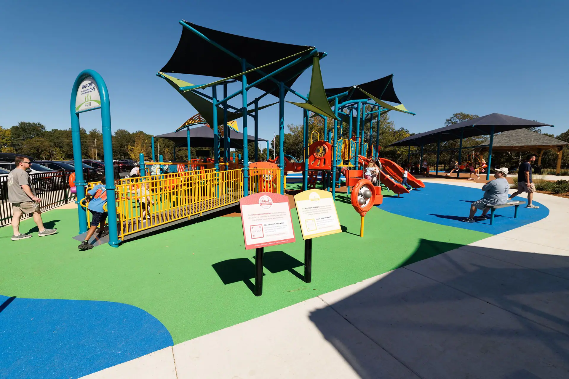 Play features and surfacing at Ballard Park playground