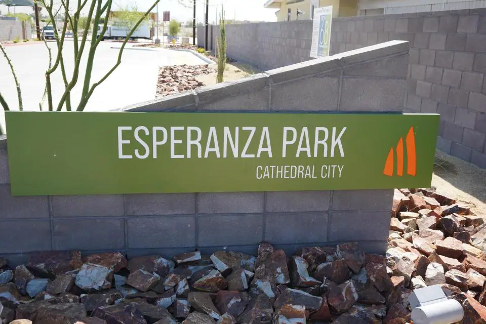Play and park area at Esperanza Park in Cathedral City