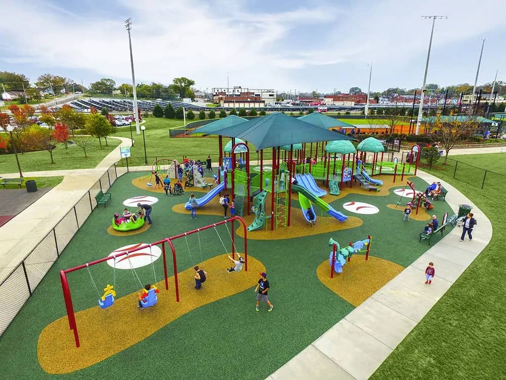 Wide playground view at Warner Park