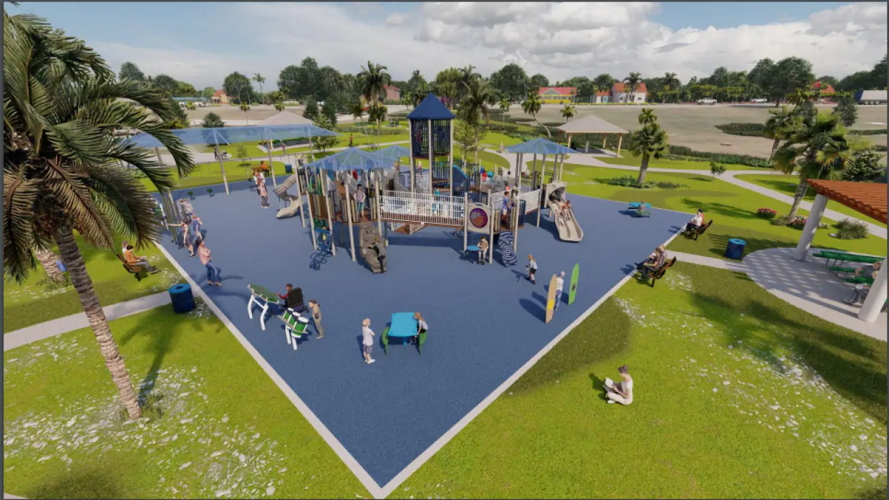 Rendering of the rebuilt inclusive Cole Park playground
