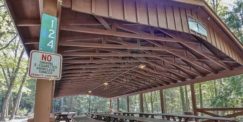 Park pavilion and picnic area at Mountain View Park