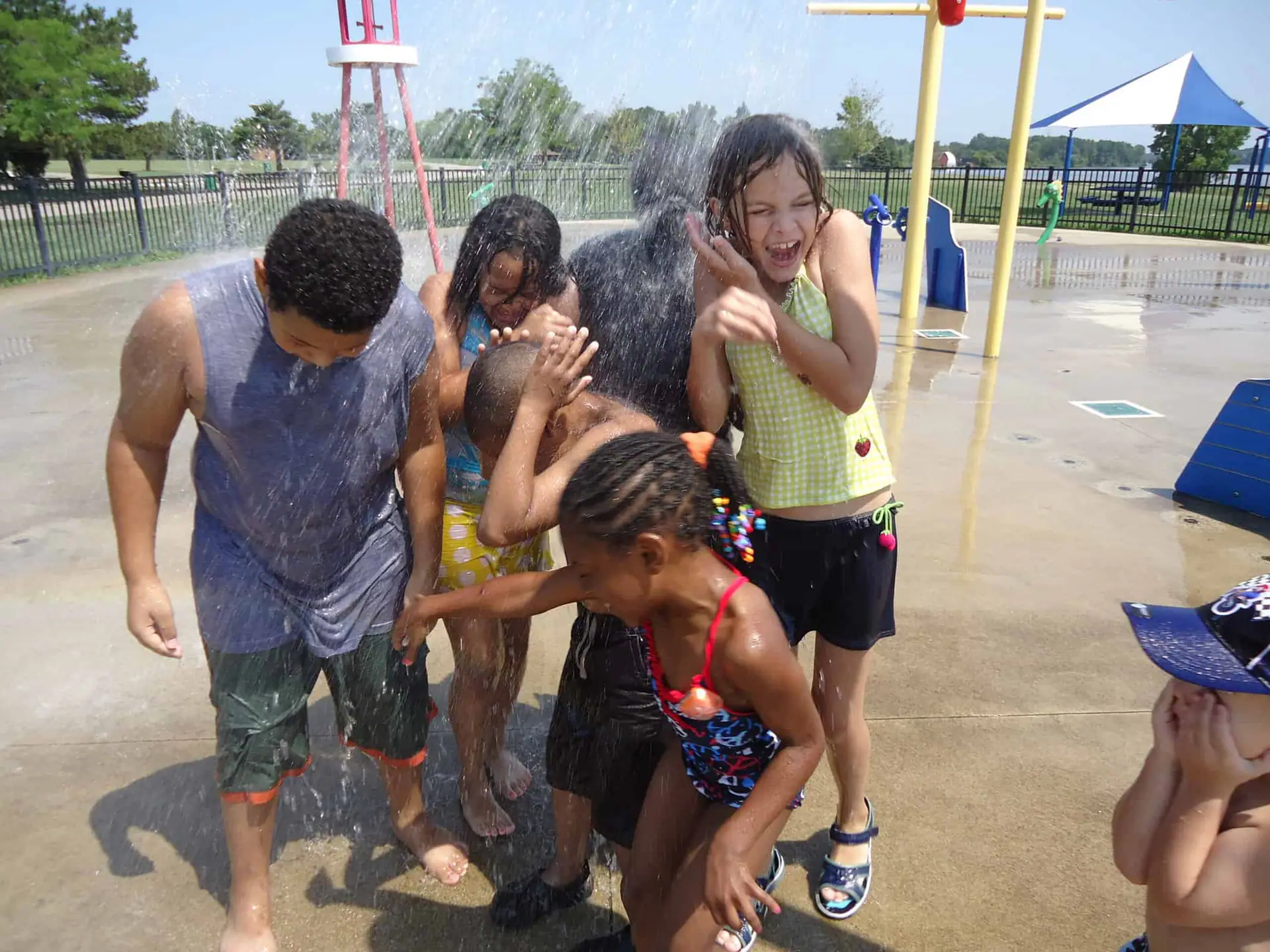 Splash pad at Bluebell Beach in Flint