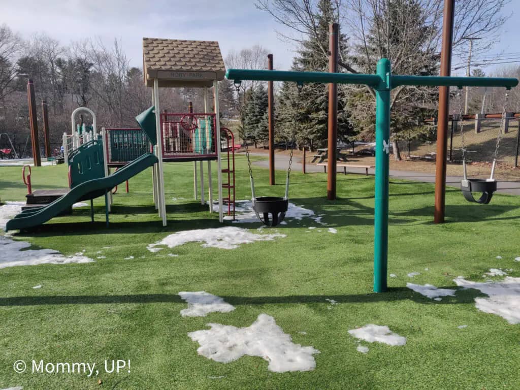 Bucket swings at Roby Park playground