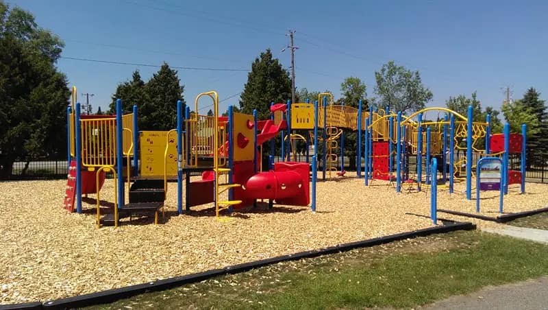 Playground area at Trailside Park in downtown Pequot Lakes