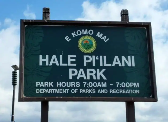Hale Pi'ilani Park signage in Kihei