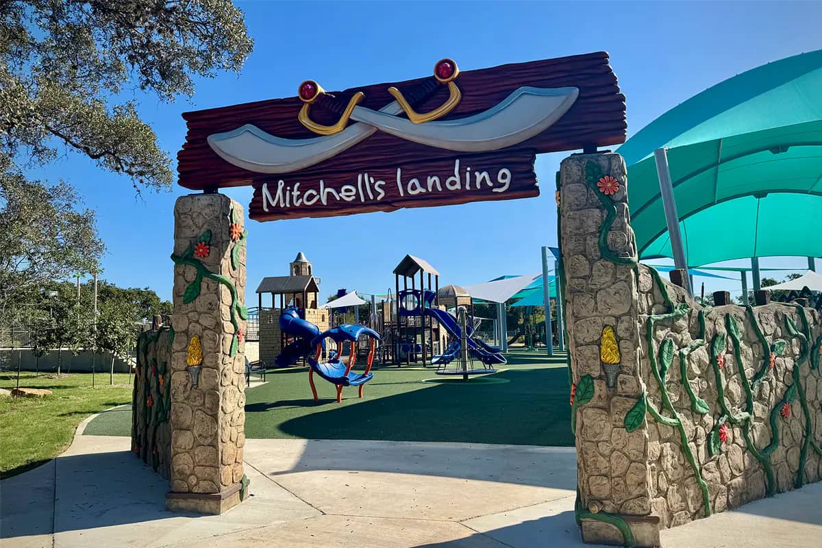 Mitchell's Landing playground entrance sign