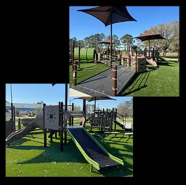 Play structures at the AMBUC Park accessible playground