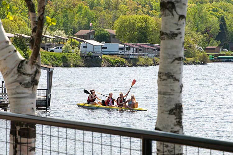 Paddleboard rental area on the Houghton waterfront